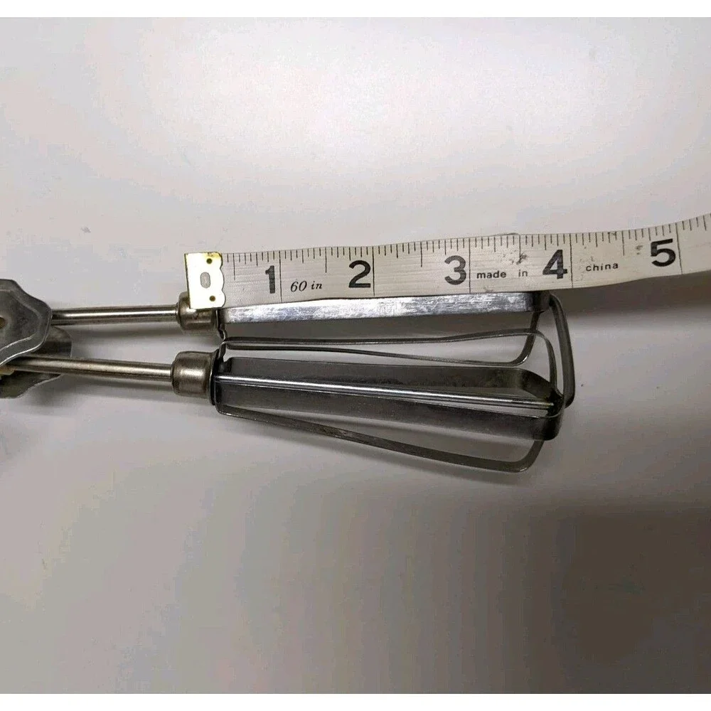 Vintage Black & Silver Stainless Steel Mid Century Hand Mixer Rare